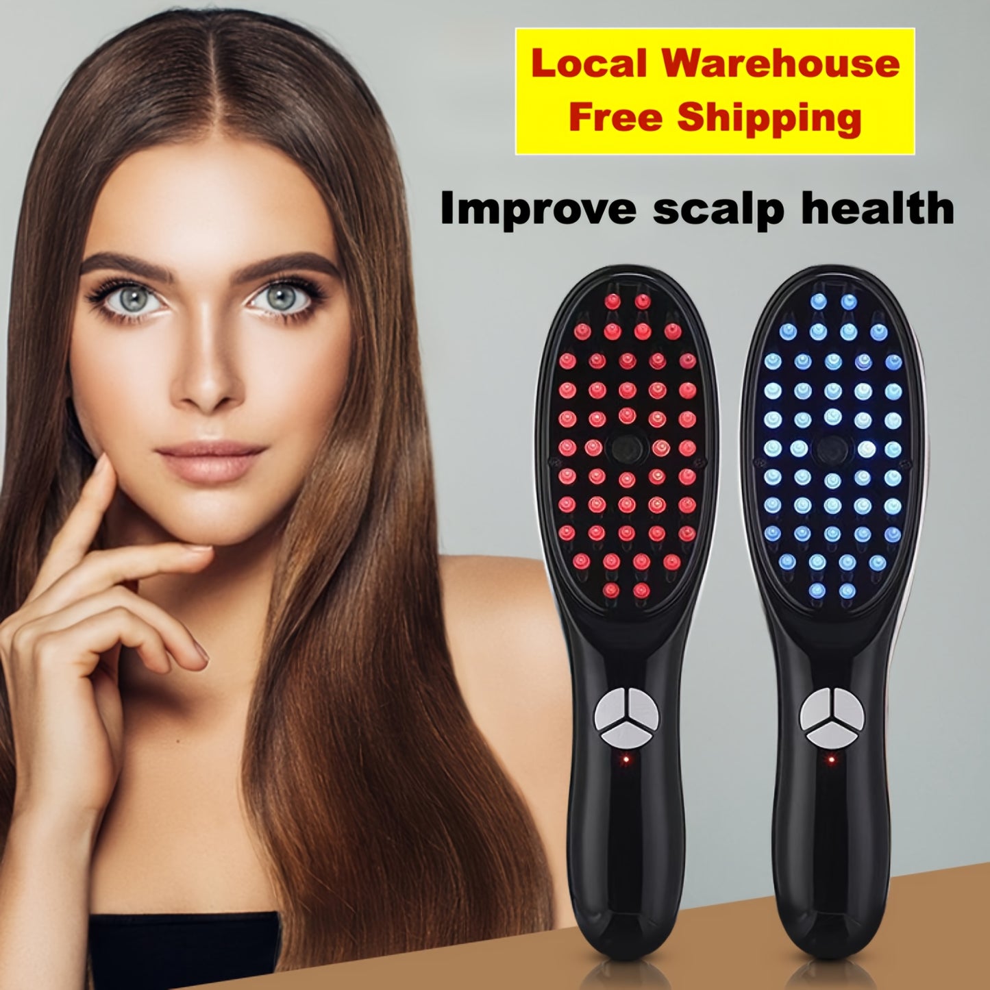 Red and Blue Light Hair Growth Massage Comb with Steamer - Scalp Stimulation and Hair Enhancement Tool