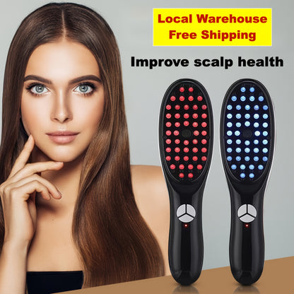 Red and Blue Light Hair Growth Massage Comb with Steamer - Scalp Stimulation and Hair Enhancement Tool