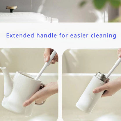 360° No-Dead-Corner Silicone Cleaning Brush with Foldable Head - Long Handle, Reusable Bottle and Cup Scrubber for Kitchen and Home Use