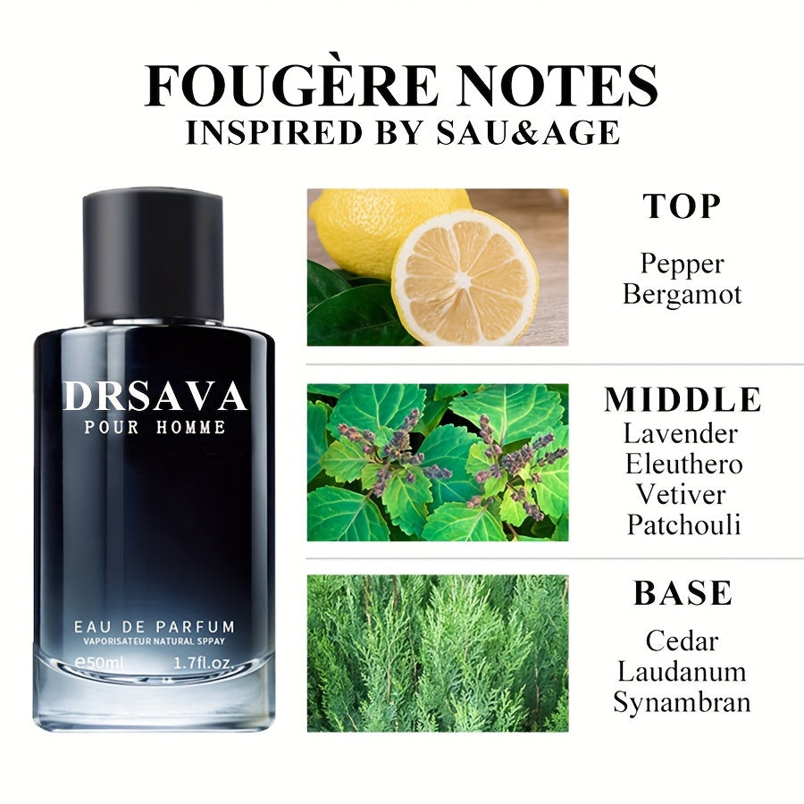 50ml Fougere Fusion Eau De Parfum for Men - Long-Lasting, Refreshing Cologne with Seductive Notes - Ideal Gift for Father's Day and Dating