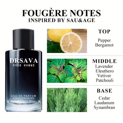 50ml Fougere Fusion Eau De Parfum for Men - Long-Lasting, Refreshing Cologne with Seductive Notes - Ideal Gift for Father's Day and Dating