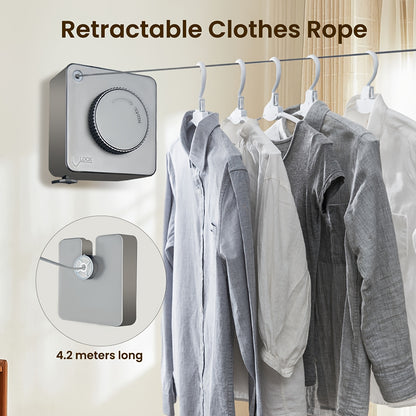 1/2Pcs Retractable Clothesline - Heavy-Duty Indoor/Outdoor Wall-Mounted Clothes Drying Line, Non-Sagging Stainless Steel, 15.1 Feet, Gray