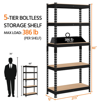 Costoffs 5-Tier Boltless Utility Shelves – 60in Multi-Tier Storage Rack for Warehouse, Store, and Home Organization