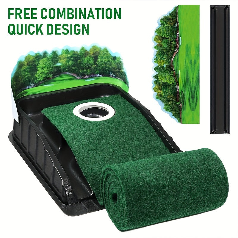 Huan Golf Accelerator Pro - Indoor Putting Mat with Auto Ball Return and Alignment Guides