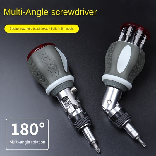 180-Degree Multi-Angle Ratchet Screwdriver Set – Adjustable Chrome Vanadium Steel with Phillips, Triangular, and Special Batch Heads for Household Use