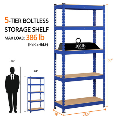 Costoffs 5-Tier Boltless Utility Shelves – 60in Multi-Tier Storage Rack for Warehouse, Store, and Home Organization