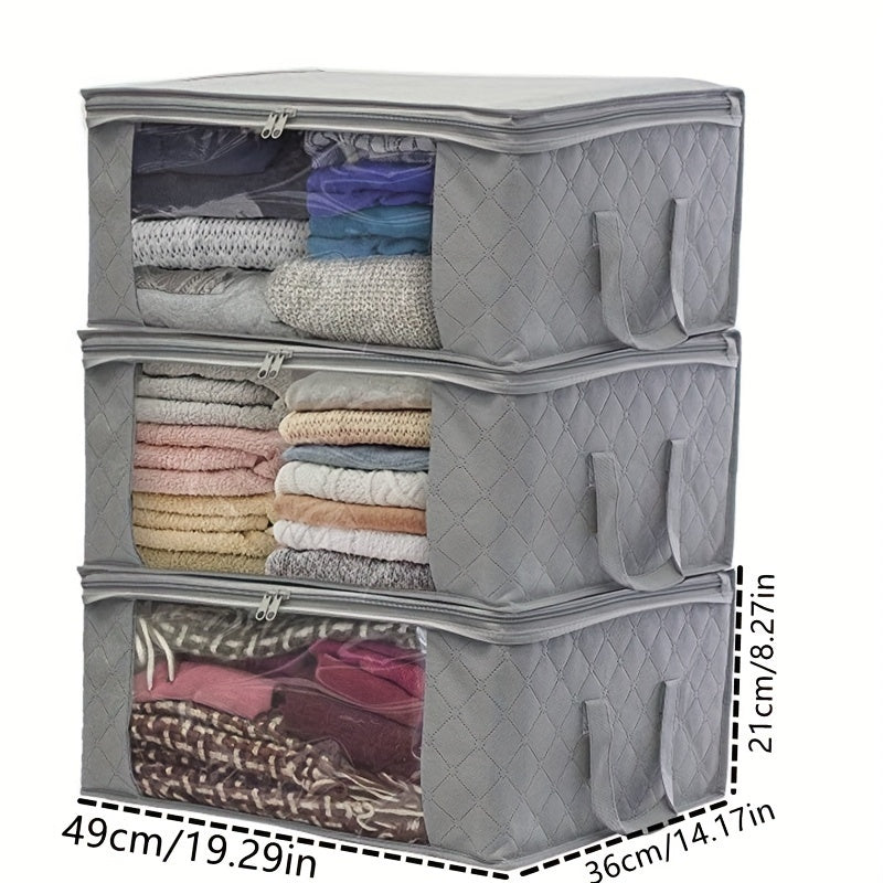 Totes Clothes Storage Bags: 1/3PCS Foldable Blanket & Clothing Storage Containers with Lids & Handles for Bedroom Closet Organization