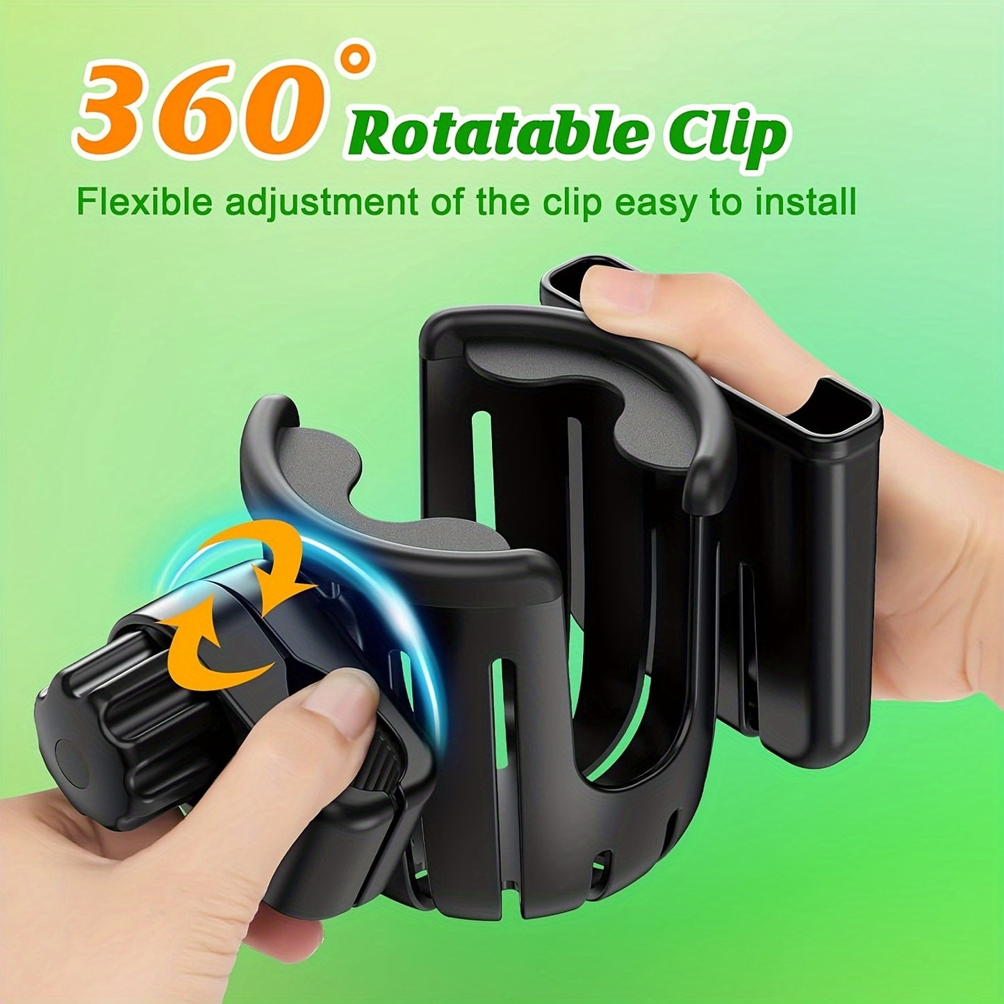 Universal Stroller Cup Holder with Phone Mount - Adjustable & Detachable Accessory for Wheelchair, Walker, Bike, Scooter - Enhances Hydration and Entertainment