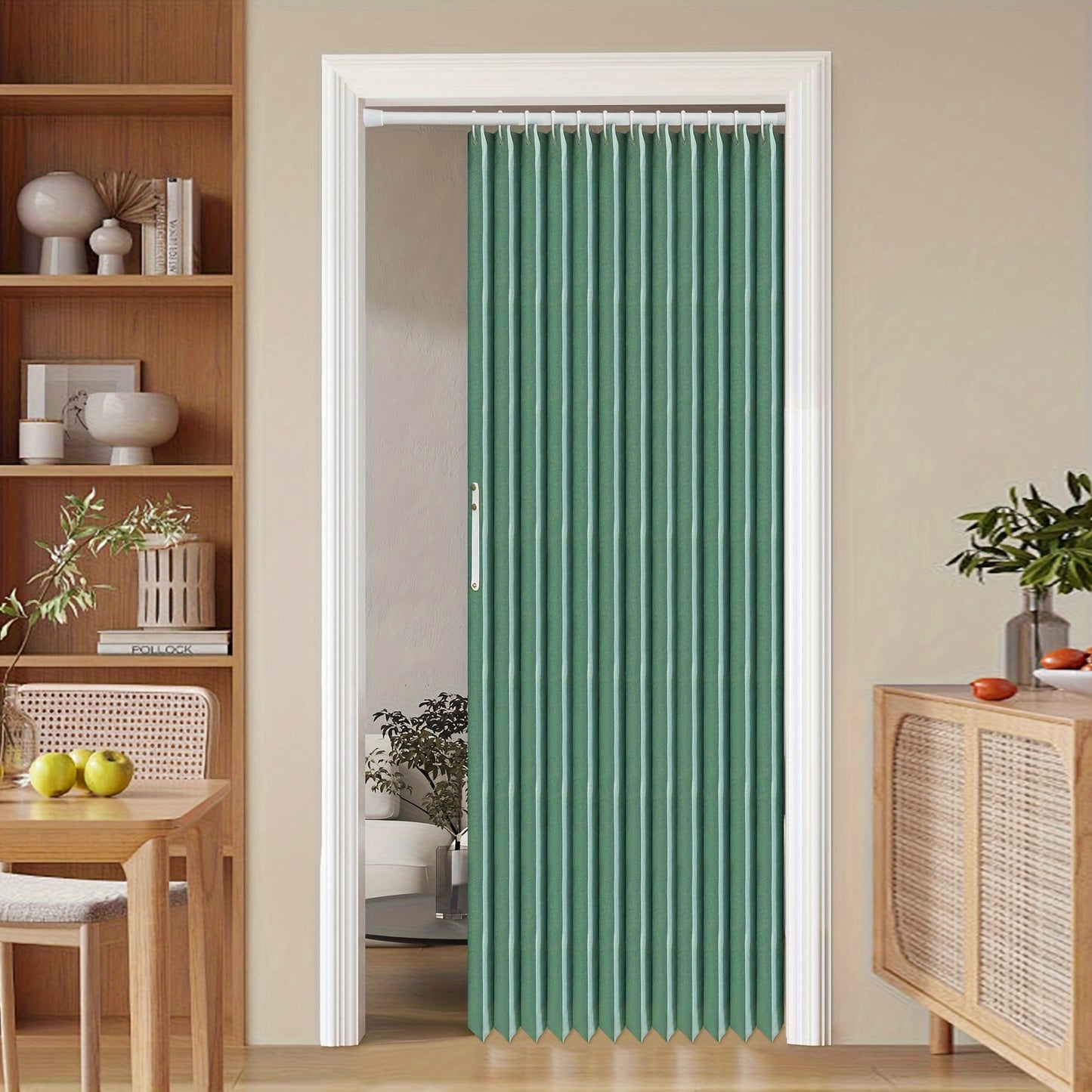 Colorful Magnetic Folding Door Curtain – Easy Setup, Space-Saving Divider for Home and Business – Vibrant Artistic Design, Machine Washable Polyester