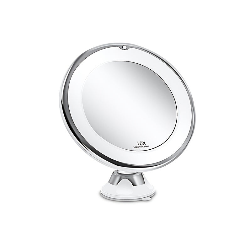 10x Magnifying LED Makeup Mirror – 360-Degree Rotating Arm with Locking Suction Cup, Ideal for Home and Bathroom Vanity