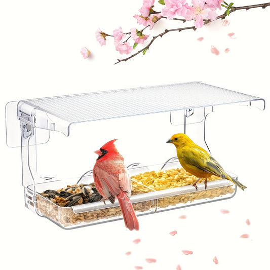 Vibrant Clear House Window Bird Feeder - Durable Hanging Seed Holder for Outdoor Bird Watching, Easy to Fill and Clean, Perfect for Backyard Wildlife Enthusiasts