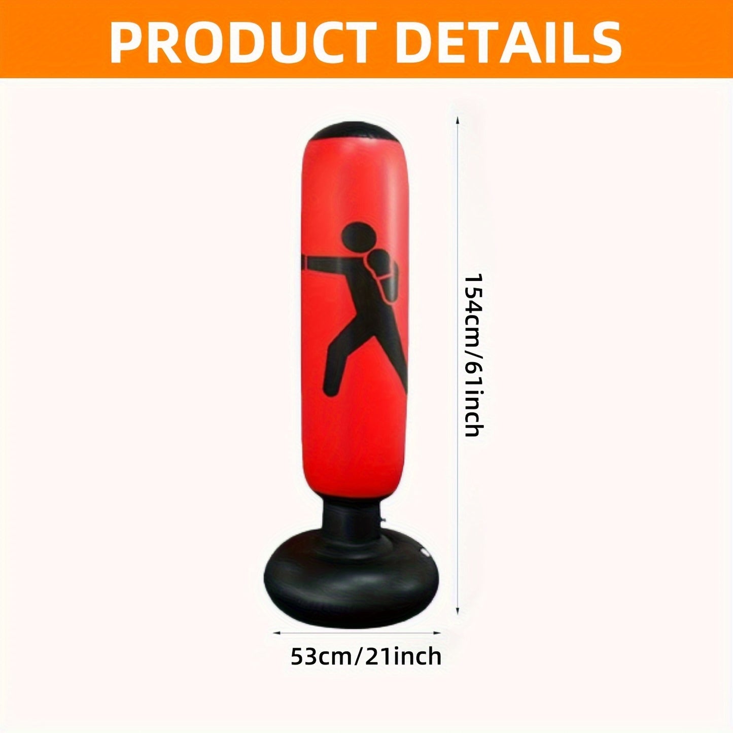 Kids Inflatable Punching Bag with Stand – 63 Inch Freestanding Martial Arts Training Equipment, Durable Polyethylene, Perfect Gift for Boys and Girls