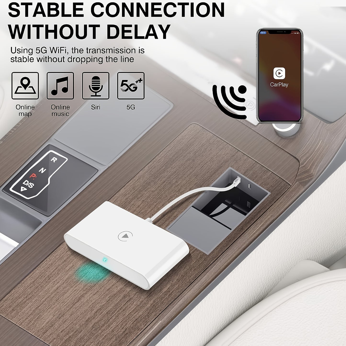 2023 Wireless CarPlay Adapter – Plug & Play Dongle for Seamless Wired to Wireless Conversion – Easy Setup, Compatible with 2015+ Vehicles & iPhone iOS 10+, Upgrade Your Driving Experience