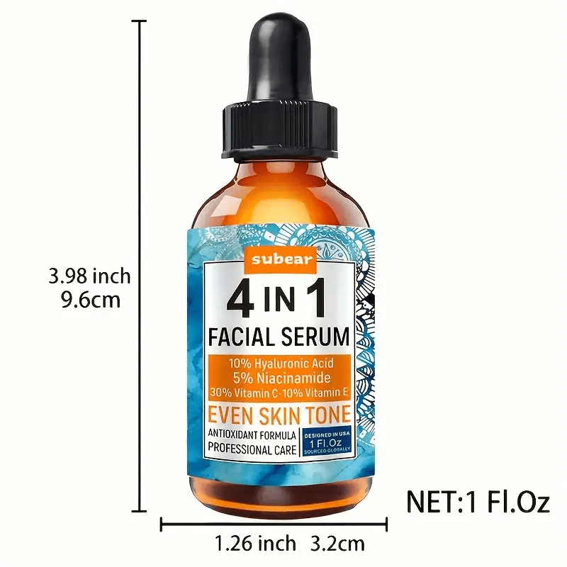 2PCS 4-In-1 Facial Serum - Hydrates, Firms, Reduces Fine Lines and Wrinkles with Hyaluronic Acid and Vitamin C, 30ml/1oz