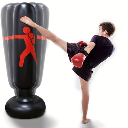 Kids Inflatable Punching Bag with Stand – 63 Inch Freestanding Martial Arts Training Equipment, Durable Polyethylene, Perfect Gift for Boys and Girls