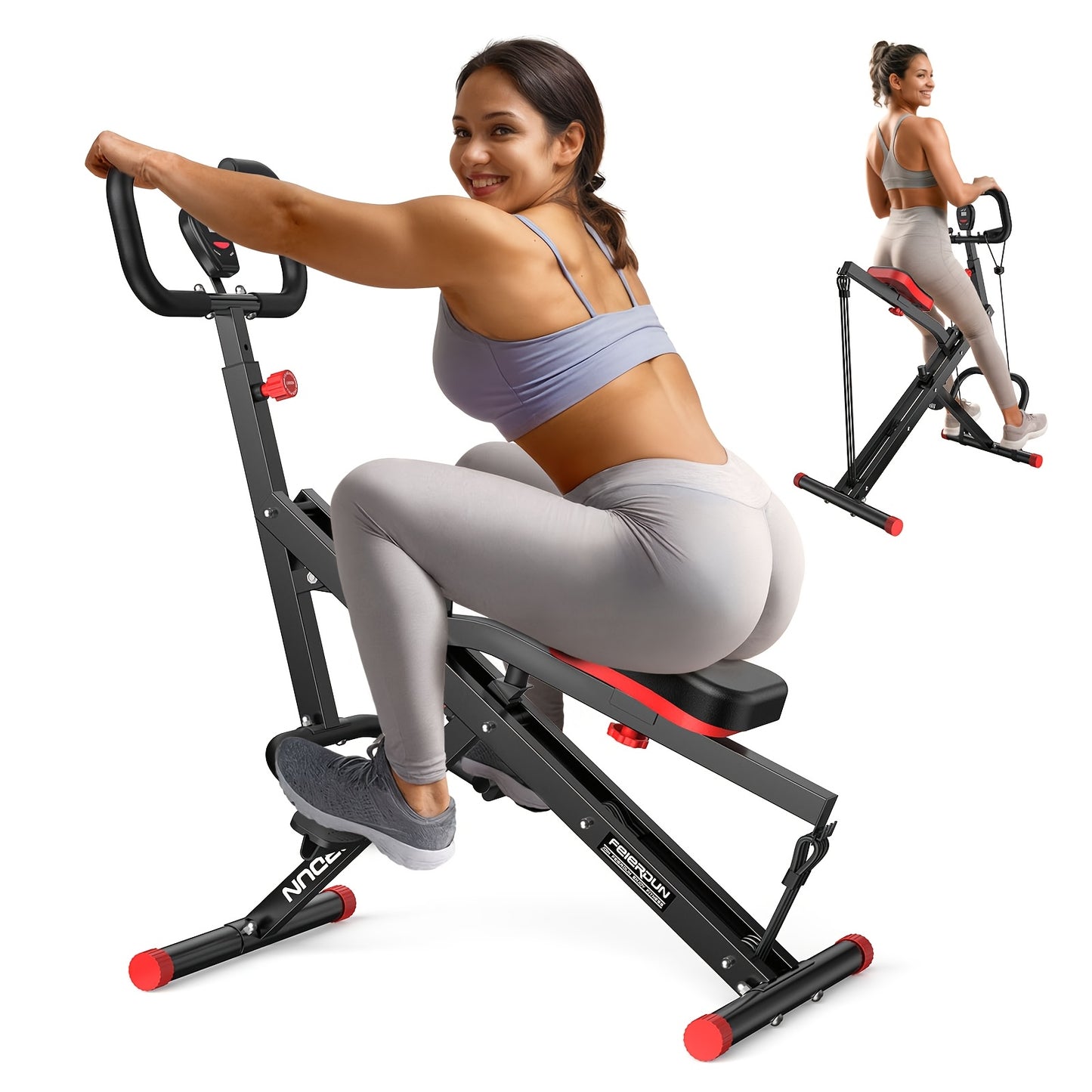 2 in 1 Squat and Rowing Machine - Foldable Glute Trainer for Home Workouts - Easy Setup, Perfect Gift for Men and Women