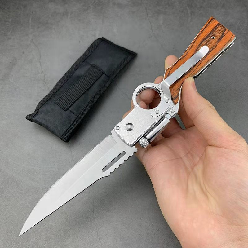 Tactical Flipper Knife - Ambidextrous Stainless Steel Pocket Knife with Quick Deployment - Lightweight, Straight Back Blade, Flat Edge, Foldable with Pocket Clip for Outdoor Survival