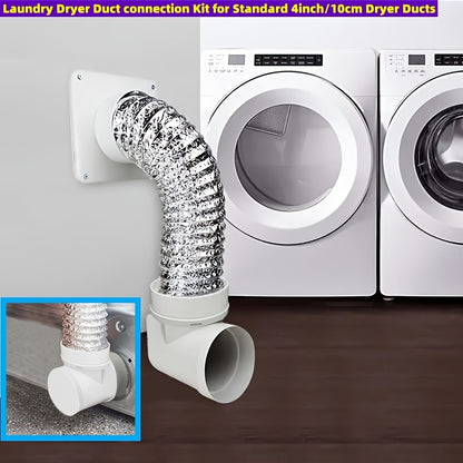 Laundry Dryer Duct Connection Kit – Indoor Hook-Up for Standard 4-Inch Dryer Ducts with Fixed Bracket and STV-90 Connector