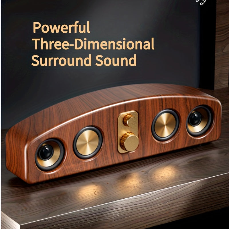 Wireless Portable Speakers – Loud Stereo and Subwoofer, Wood Grain Design, Perfect for Parties and Gifts