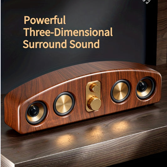 Wireless Portable Speakers – Loud Stereo and Subwoofer, Wood Grain Design, Perfect for Parties and Gifts