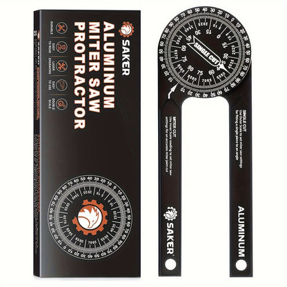 7 Inch Saker Protractor Master - High-Precision Laser Angle Finder, Aluminum, Black Finish - Ideal for Carpenters, Plumbers and Building Trades