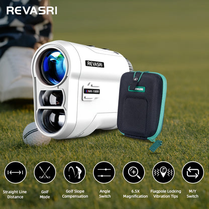 REVASRI Golf Rangefinder with Slope and Pin Lock Vibration – Tournament Legal with External Slope Switch – 1000YDS Range and Rechargeable Battery