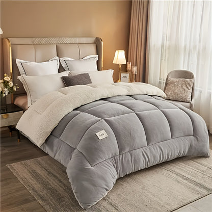 Thick Comforter Insert – All Season Quilted, Ultra Soft and Breathable – Box Stitch Solid Color, Machine Washable – Warm Autumn and Winter Duvet