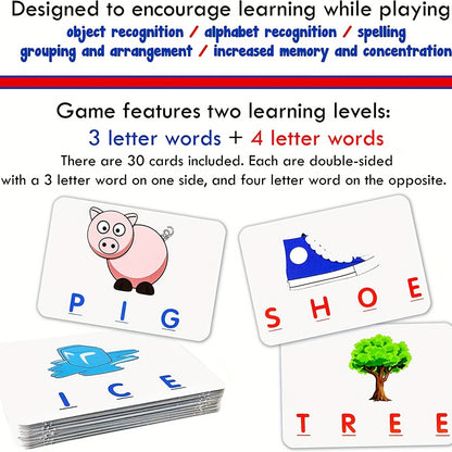 Educational Toys for Word Recognition and Spelling – See and Spell Learning Game, Memory and Matching Activities, STEM Toy for Halloween and Christmas Gifts