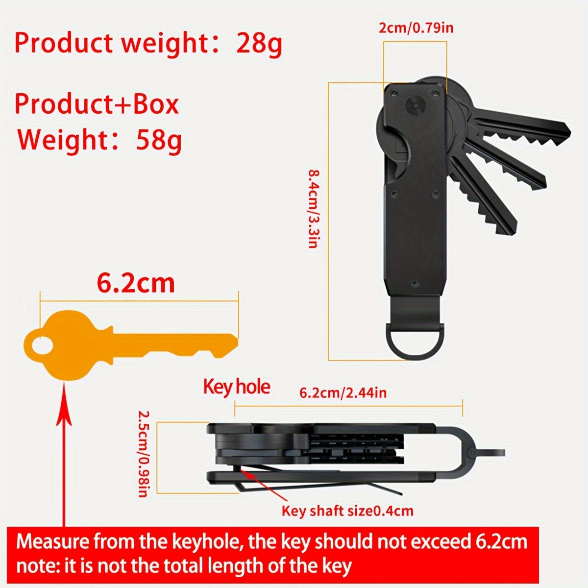 Sleek Aluminum Key Organizer by FOREVER MIYIN - Compact, Lightweight and Portable Minimalist Key Holder for Men and Women