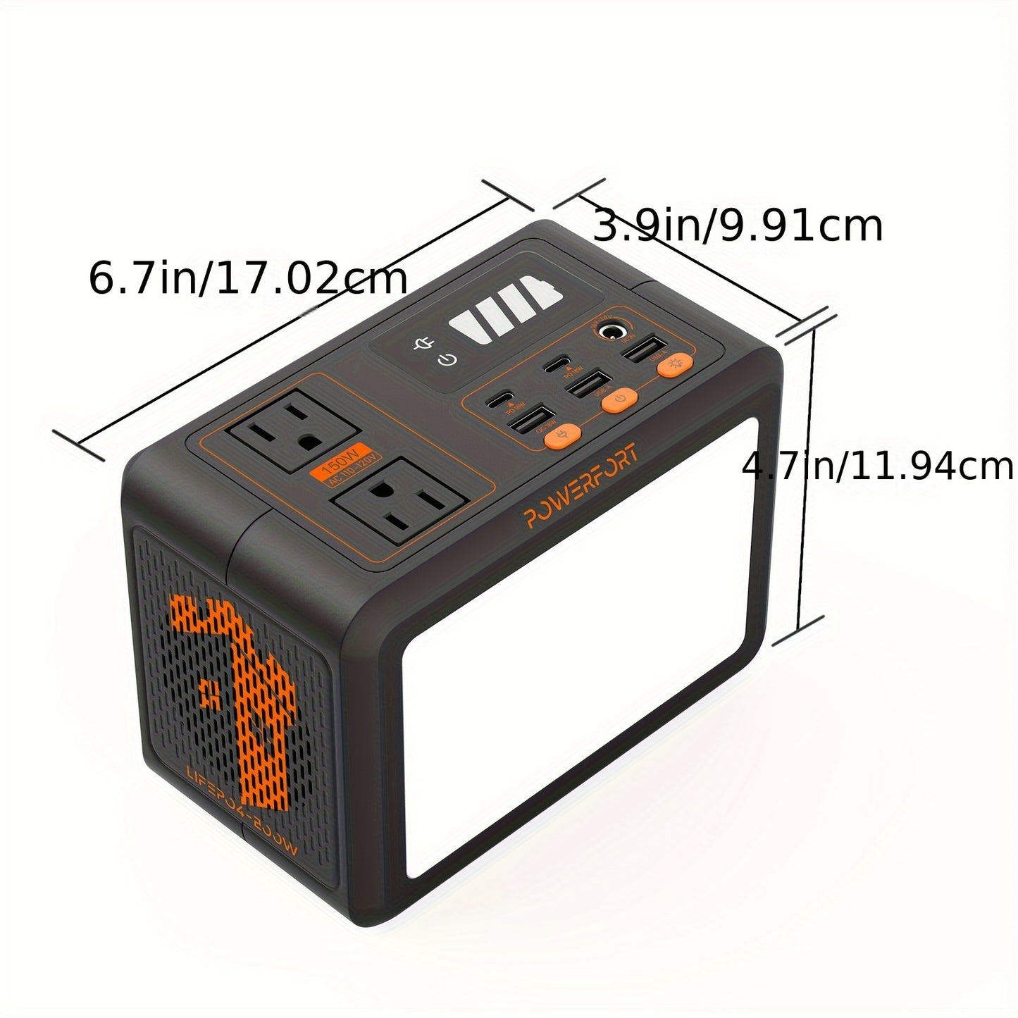 Ultra-Portable 99Wh Power Station – 150W Solar Generator with Long-Lasting LiFePo4 Battery, PD18W, USB QC3.0, 2 AC Outlets and Emergency LED Light for Camping and Backup Power