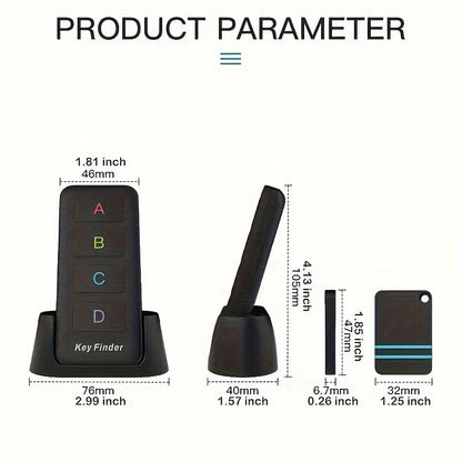 Wireless Key Tracker – 1 Transmitter and 4 Receivers, 80dB RF Item Locator with 120ft Range for Wallets, Keys, Phones, Glasses, and Pet Tracking