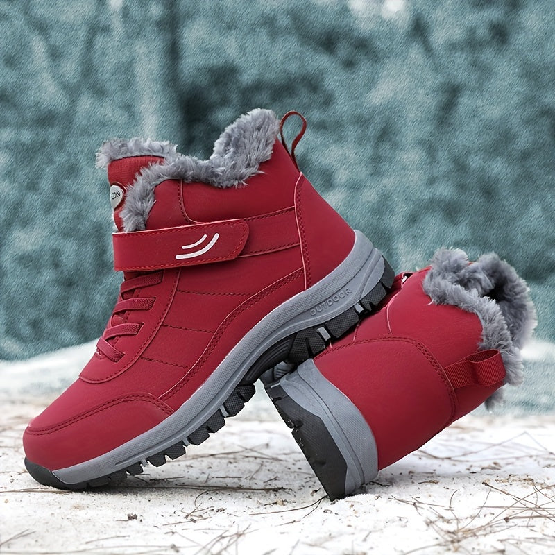 Fur Lined Women's Waterproof Snow Boots - Lightweight Ankle Boot with Anti-Slip Sole for Winter Outdoor Sports