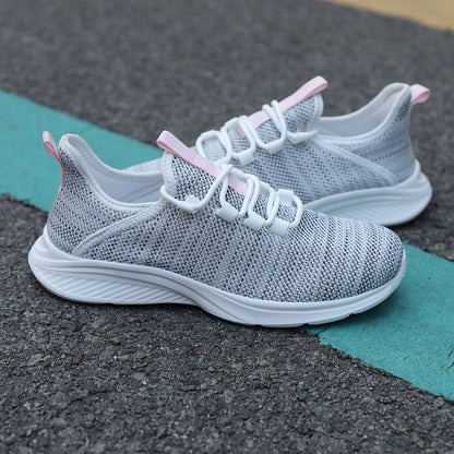 Women's Flying Woven Lace-Up Casual Running Shoes – Breathable Tennis Shoes