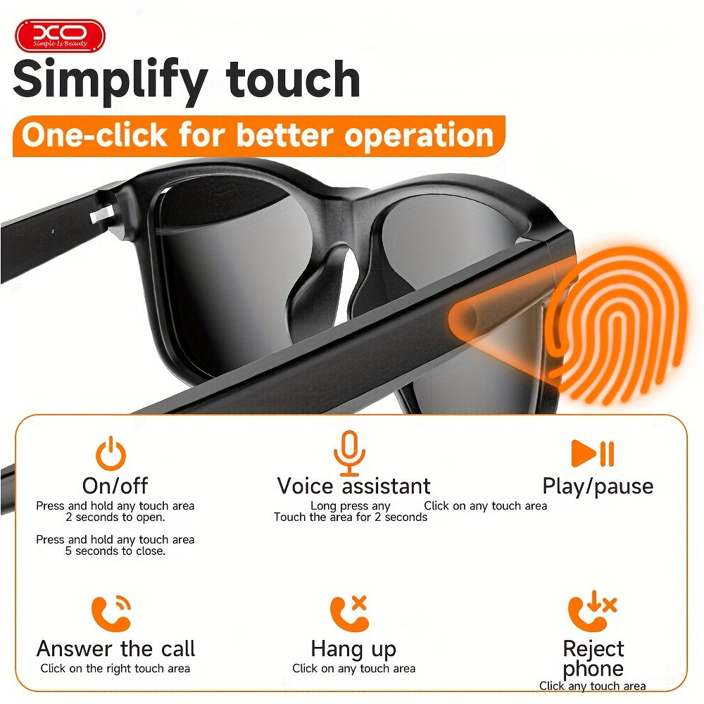 200H Standby Time Wireless Headphone Smart Glasses - UV Protection and Voice Control for Mobile Phones, Ideal for Athletics and Outdoor Activities