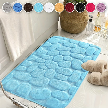 Cobblestone Pattern Bath Rug – Soft Non-Slip Quick Dry Mat, Water Absorbent Shower Carpet for Home, Bathroom, Kitchen, Laundry, Bedroom, and Indoor Use