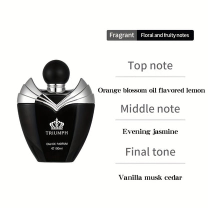 100ml Eau De Parfum for Men - Long-Lasting, Refreshing Cologne with Fruity, Floral, and Musk Notes - Aluminum-Free, Ideal for Dating and Daily Use, Perfect Father's Day Gift