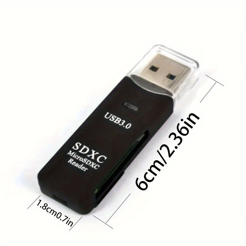 Mini High-Speed 2-in-1 Multi Card Reader - USB 3.0 Adapter for Micro SD and TF Card Memory Flash Drives