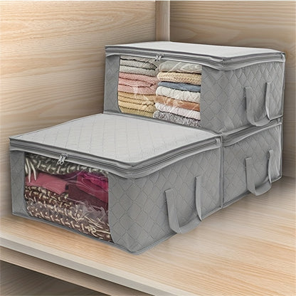 Totes Clothes Storage Bags: 1/3PCS Foldable Blanket & Clothing Storage Containers with Lids & Handles for Bedroom Closet Organization