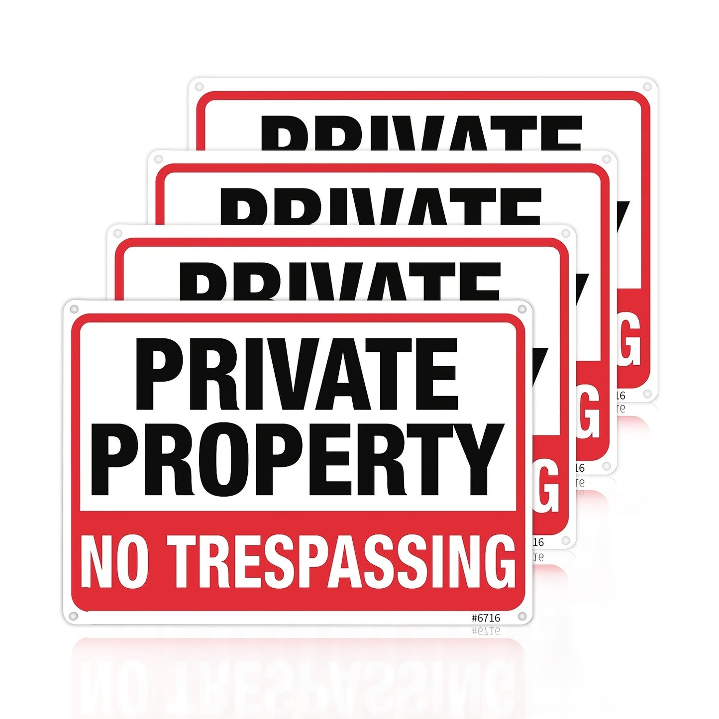 4pcs Private Property No Trespassing Metal Signs - 10"x7" Rust-Free Aluminum, Indoor & Outdoor Use