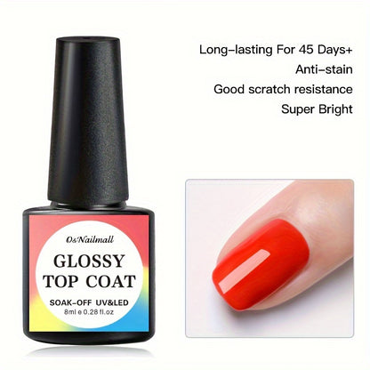 2pcs/3pcs Glossy and Matte Top Coat and Base Coat – Long-Lasting Shiny Gel Polish for Home and Salon Use