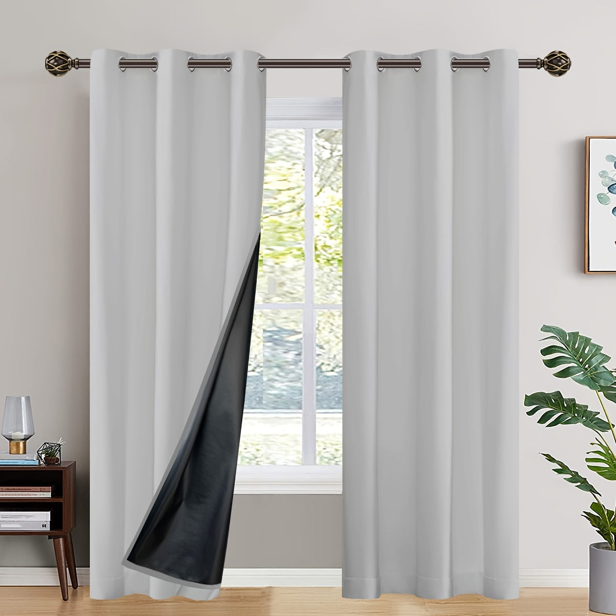 2 Panels Blackout Curtains with Heat Insulation - Versatile Home Decor for Living Room, Bedroom, Kitchen, and Bathroom