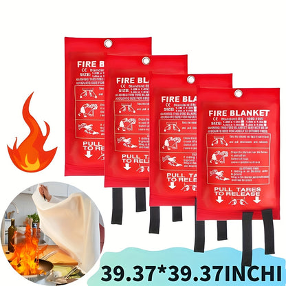 4 Premium Fire Blankets – Heat-Resistant Fiberglass for Kitchen, Home, School, Office, Camping, and Car Emergencies – Compact, Reusable, and Easy to Use