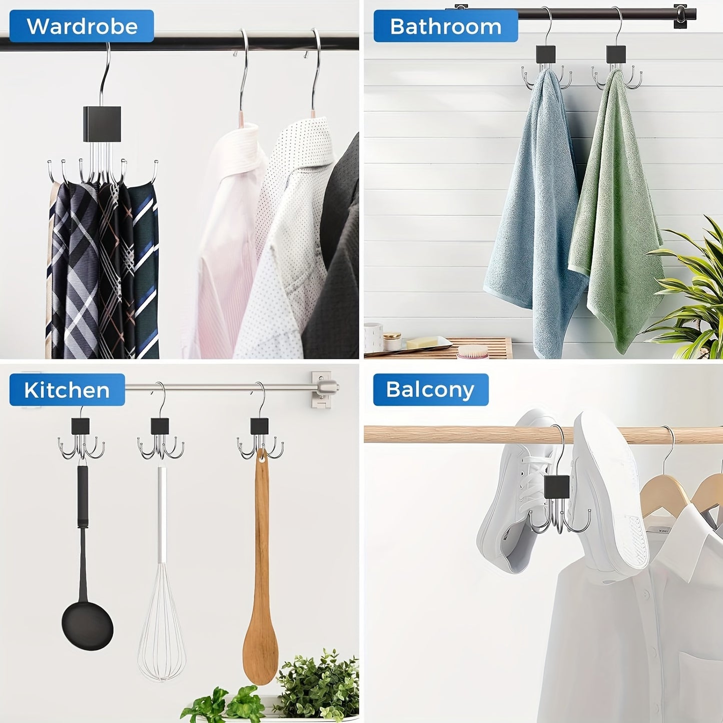 Space-Saving 360° Rotating Belt Hanger – Durable Metal Organizer for Belts, Scarves, Ties and More – Ideal for Closet, Wardrobe, Home and Dorm Storage