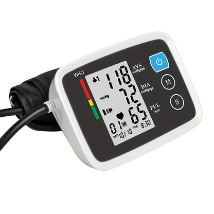 Automatic Upper Arm Blood Pressure Monitor - Large LED Display, Arrhythmia Indicator, Adjustable Cuff (8.7"-15.7"), Memory Function, Battery Operated (4xAAA Not Included) - CK-A155