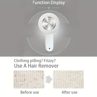 Portable Rechargeable Lint Remover with Cleaning Brush - Effective Fabric Shaver for Clothes, Furniture and Carpets, Removes Lint Balls and Fuzz, Includes USB Cable