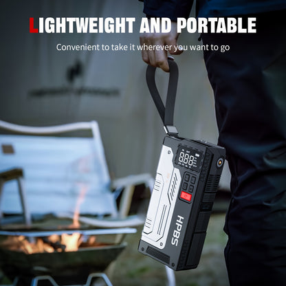 HPBS 5000A Portable Jump Starter with Air Compressor - 12V Battery Booster and 150 PSI Tire Inflator for Gas and Diesel Engines, Car Jump Box with LED Light and Fast Charging USB Output