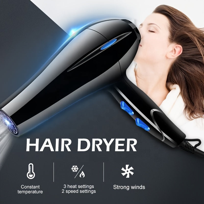 Fashionable Hair Dryer with Constant Temperature Control - 5 Heat Settings for Fast Drying - Includes Diffuser, Concentrator Nozzles, and Styling Accessories