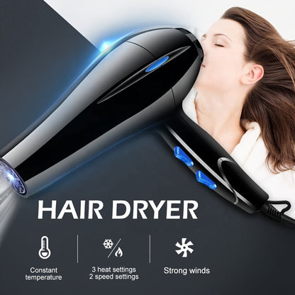 Fashionable Hair Dryer with Constant Temperature Control - 5 Heat Settings for Fast Drying - Includes Diffuser, Concentrator Nozzles, and Styling Accessories