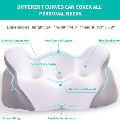 Neck Cervical Pillow - Ergonomic Contour Pillow for Neck and Shoulder Pain Relief, Ideal for Side Sleepers, Cervical Support for Adults