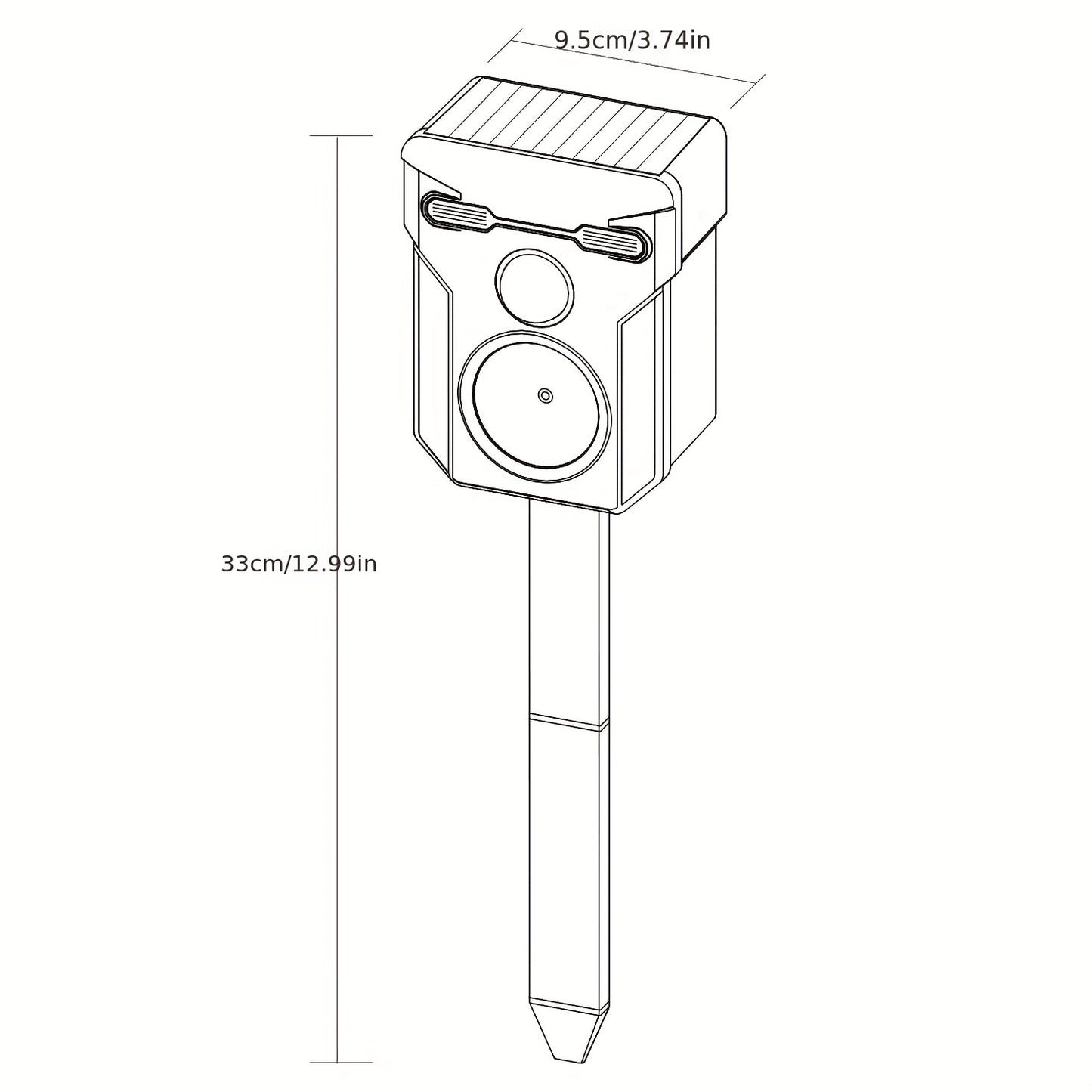 Ultrasonic Animal Repeller - Solar-Powered Outdoor Deterrent with Motion & Light Sensor, Flashing LED Lights, Siren | Repels Cats, Dogs, Deer, Raccoons, Birds, Skunks, Squirrels, Rabbits